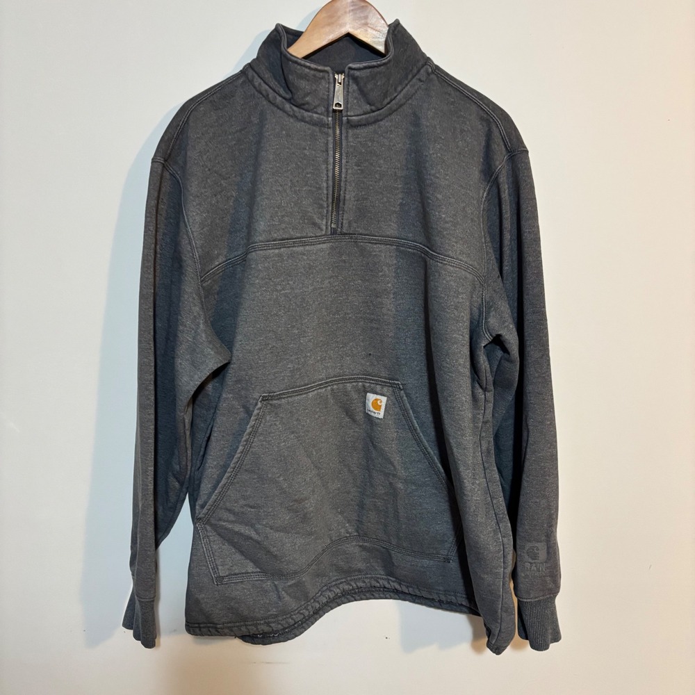 Carhartt Rain Defender Heavyweight Quarter Zip Pullover Sweatshirt Grey Mens XL